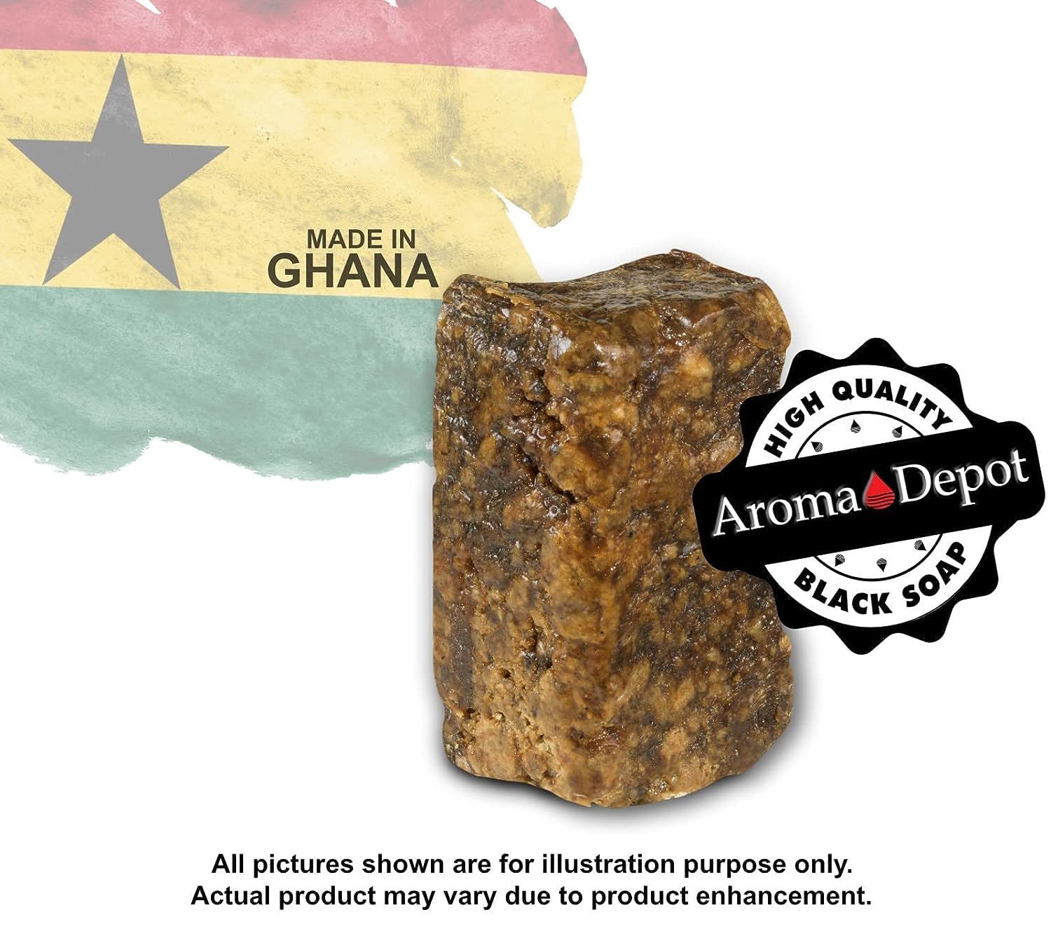 Aroma Depot Raw African Black Soap 4oz 100% Raw Natural soap for Acne, Eczema, Psoriasis, Scar Removal Face And Body Wash. Handmade
